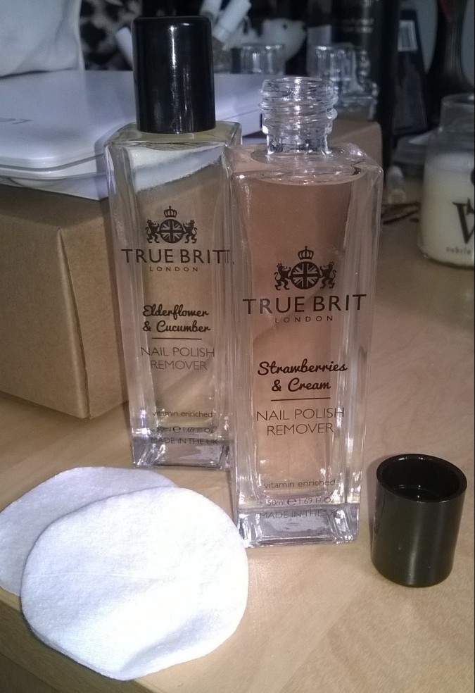 True Brit Scented Nail Polish Removers in Strawberries and Cream and Elderflower and Cucumber